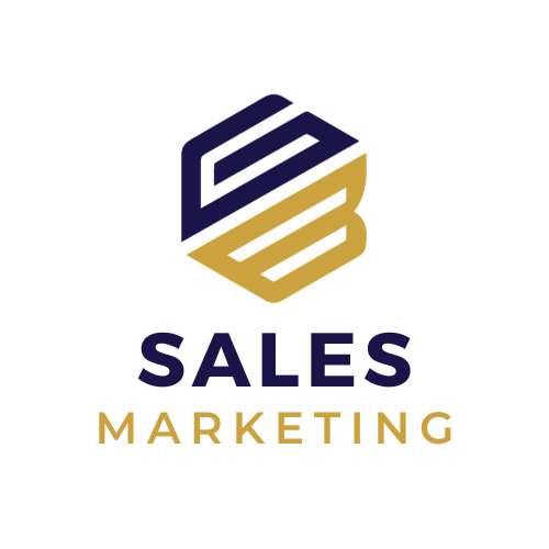 GB Sales Marketing Logo in lila und goldener Schrift auf einem weißen Hintergrund.